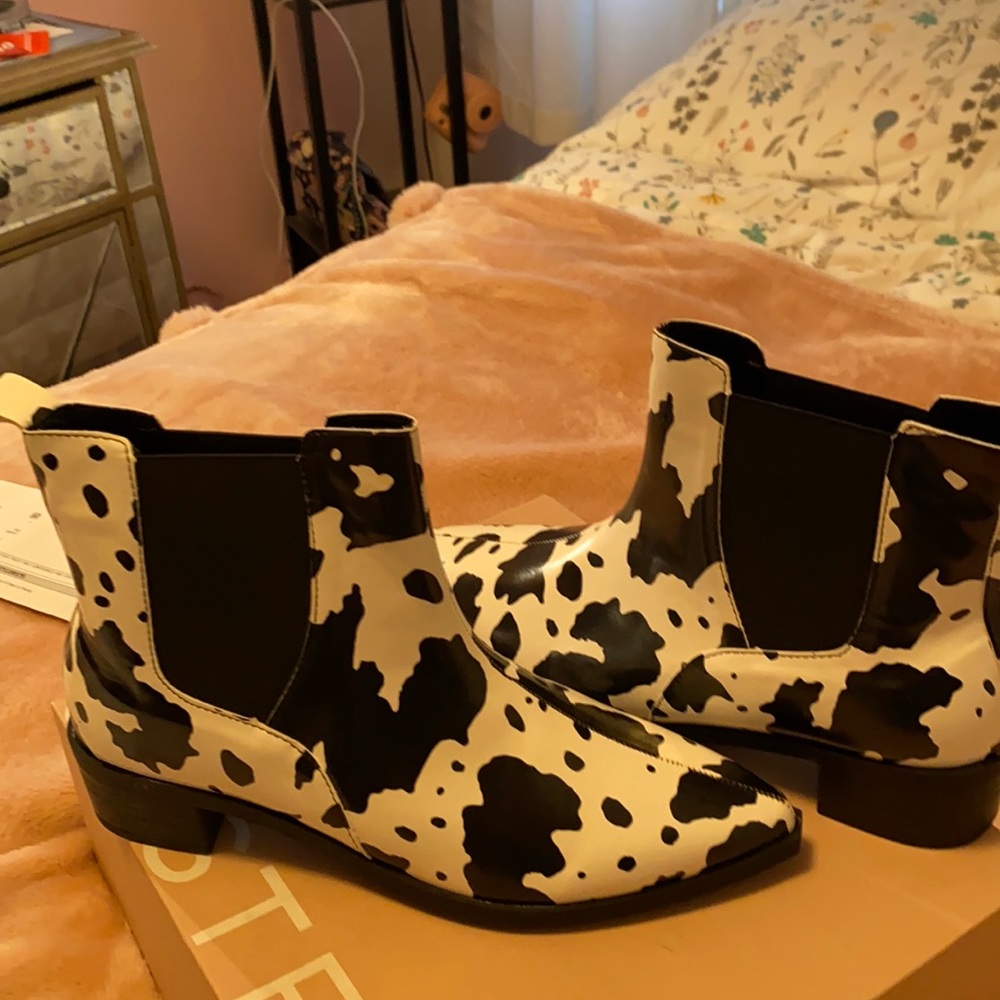 cow print ankle boots